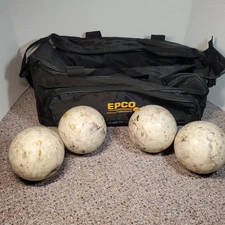 Set of 4 Unbranded White Swirl Candlepin Bowling Balls w/EPCO Bag READ/PHOTOS