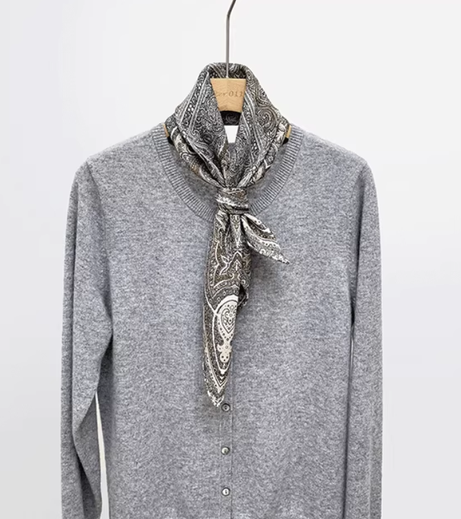 70% cashmere 30% silk Ethnic prints double side printed square Wrap shawl 25''