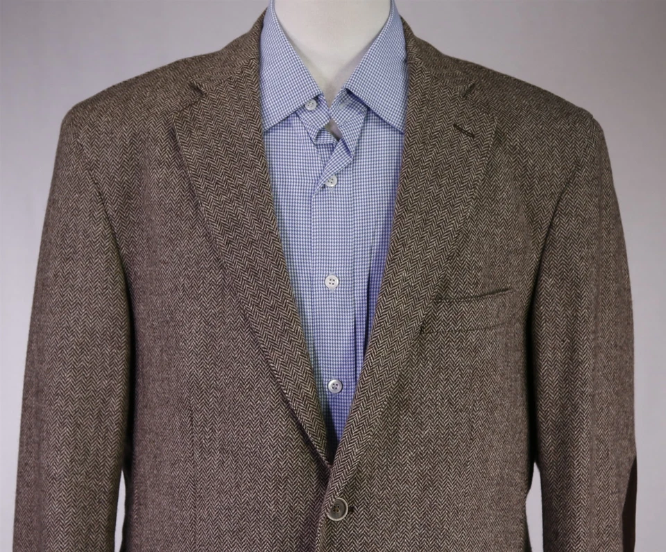 Chaqueta Blazer Massimo Dutti Para Hombre Marrón Espiga Tweed 2-Btn Lana 44R Foto 3 de 4
