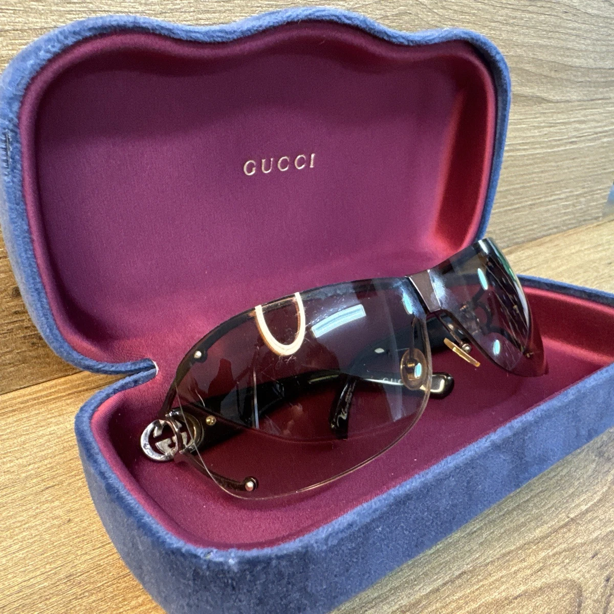Gucci GG0370SK 002 56 19 145 Bee Gradient Tortoise Sunglasses Italy Purple Case Gucci Brown Shield Sunglasses for Women for sale | eBay main image 4