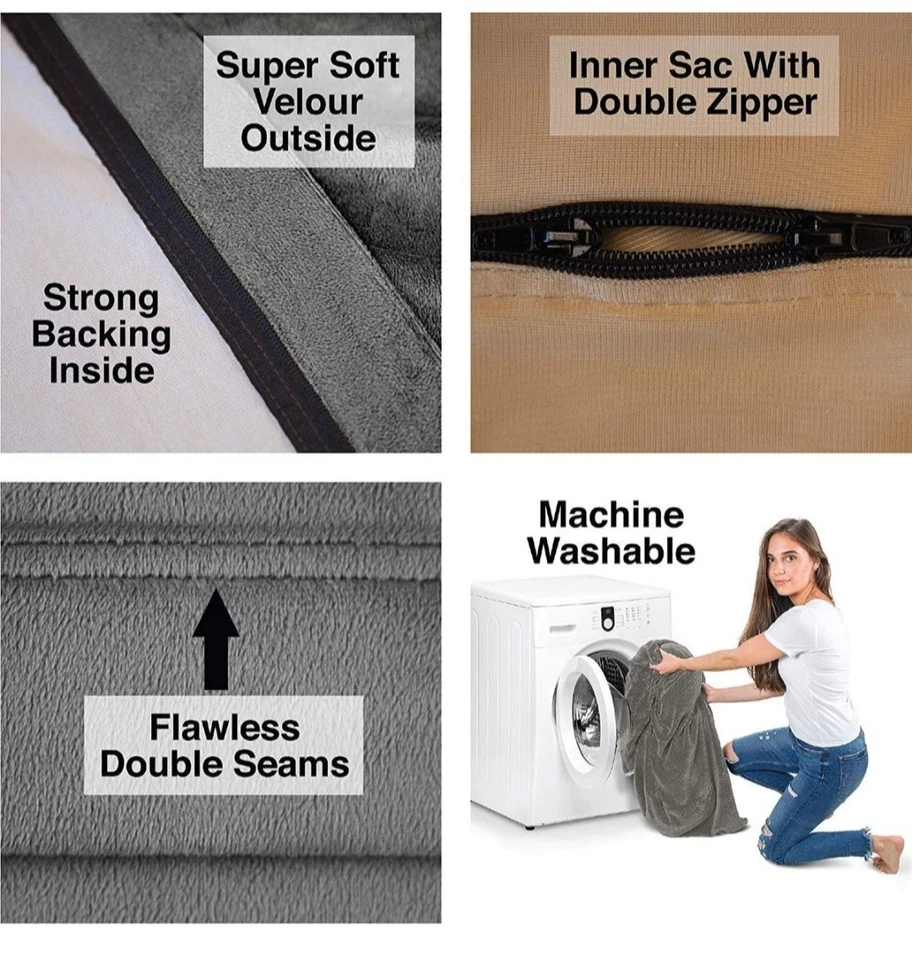 Sitzsack mit Velour Bezug und 1500 Liter Schaumstoff Füllung - Bild 3 von 4