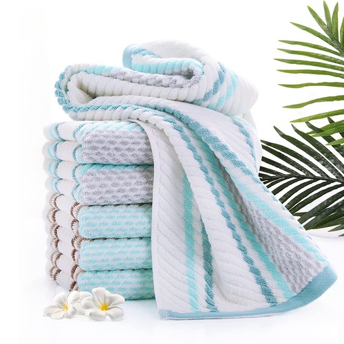 Hand Towels Set of 2 Striped Pattern 100% Cotton Soft Absorbent Decorative To... - Picture 5 of 6
