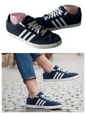 Adidas Neo Juego de Cancha Tenis Zapatos Mujer Talla 9 Azul Marino Gamuza Tenis Fútbol