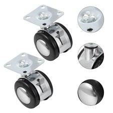  2 Pcs Roulettes de Meubles Bureau Plat Roulettes Fixes avec Freins pour