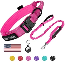 Tactical Dog Collar and Leash Set, Reflective Adjustable Heavy Duty Military ...