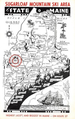 Sugarloaf Mountain Ski Area State Of Maine Vintage 1958 Luther Phillips Postcard