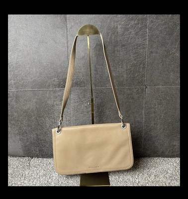 Apostrophe Handbag Beige Shoulder Bag Double Strap Faux Leather Minimalist Y2K
