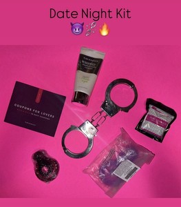 Date Night Kit To Spice It Up With Handcuff, Coupons, Lubricant, C Rings, Condom