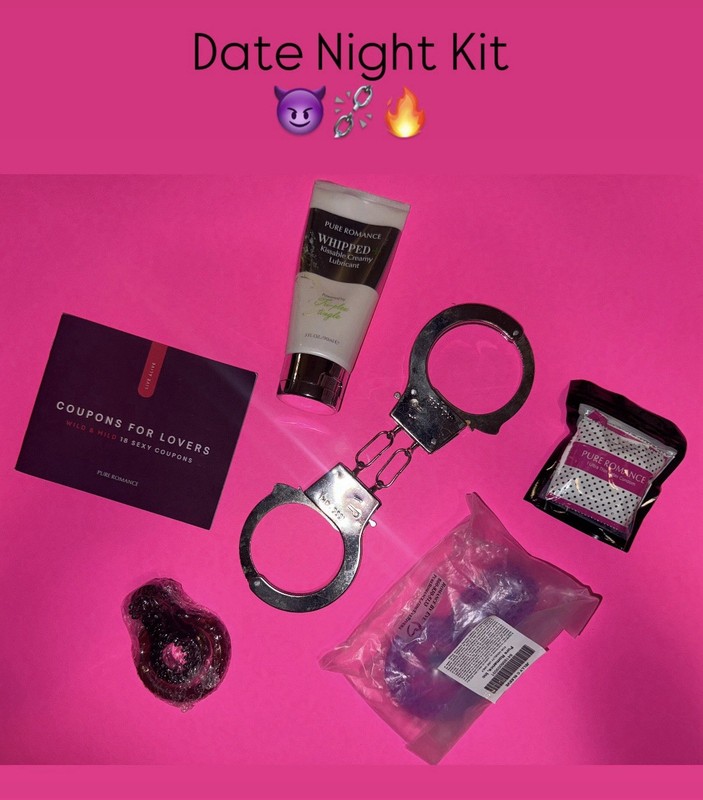 Date Night Kit To Spice It Up With Handcuff, Coupons, Lubricant, C Rings, Condom