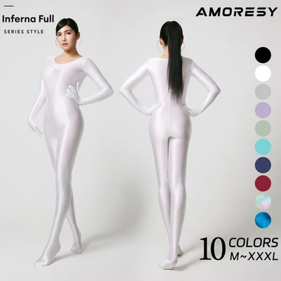 AMORESY Damen Oil Glitzer Einteiler Overalls Jumpsuit Playsuit Bademode Cosplay - Bild 1 von 4