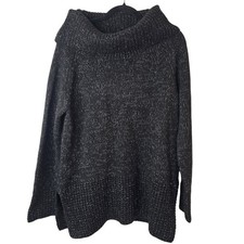DKNY Black Speckled Knit Cowl Neck Long Sleeve Pullover Sweater