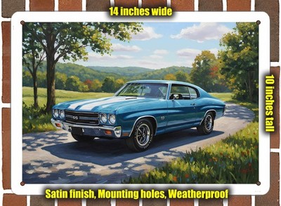 Metal Sign - 1970 Chevrolet Chevelle SS 20 Oil Painting - 14x10