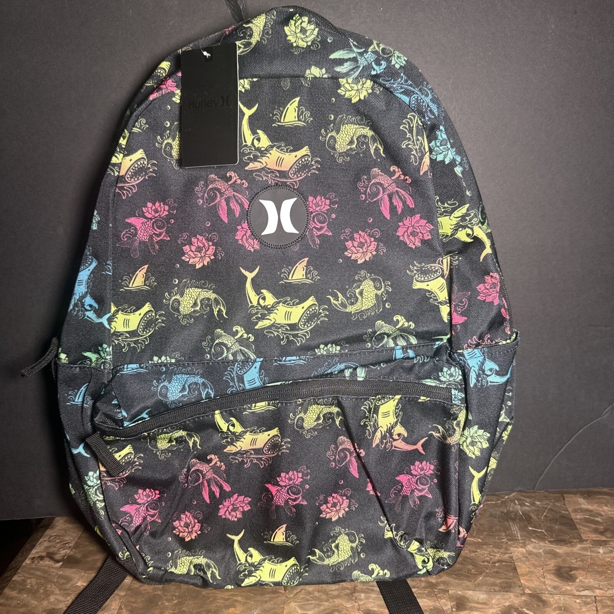 専用⭐︎ Hurley Aerial Printed Fish Shark Backpack With Laptop Pocket 15