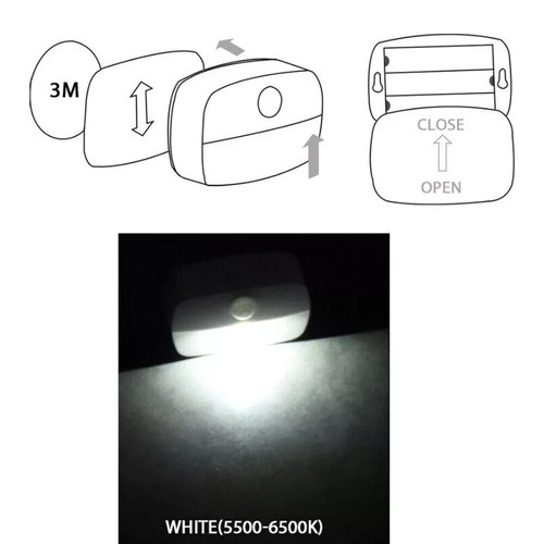 4x LED Bewegungsmelder PIR Nachtlicht Kabellos Batteriebetrieben Schrank Treppen Lampe - Bild 12 von 12
