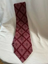 Vintage John Blair Burgundy and Pink Geometric Dacron Polyester Neck Tie