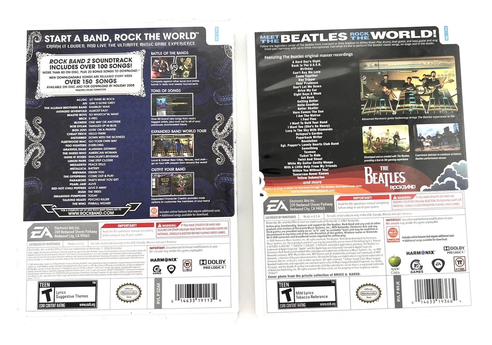 Lot of 2 Wii games: THE BEATLES: ROCK BAND and ROCK BAND 2 - Image 2 of 4