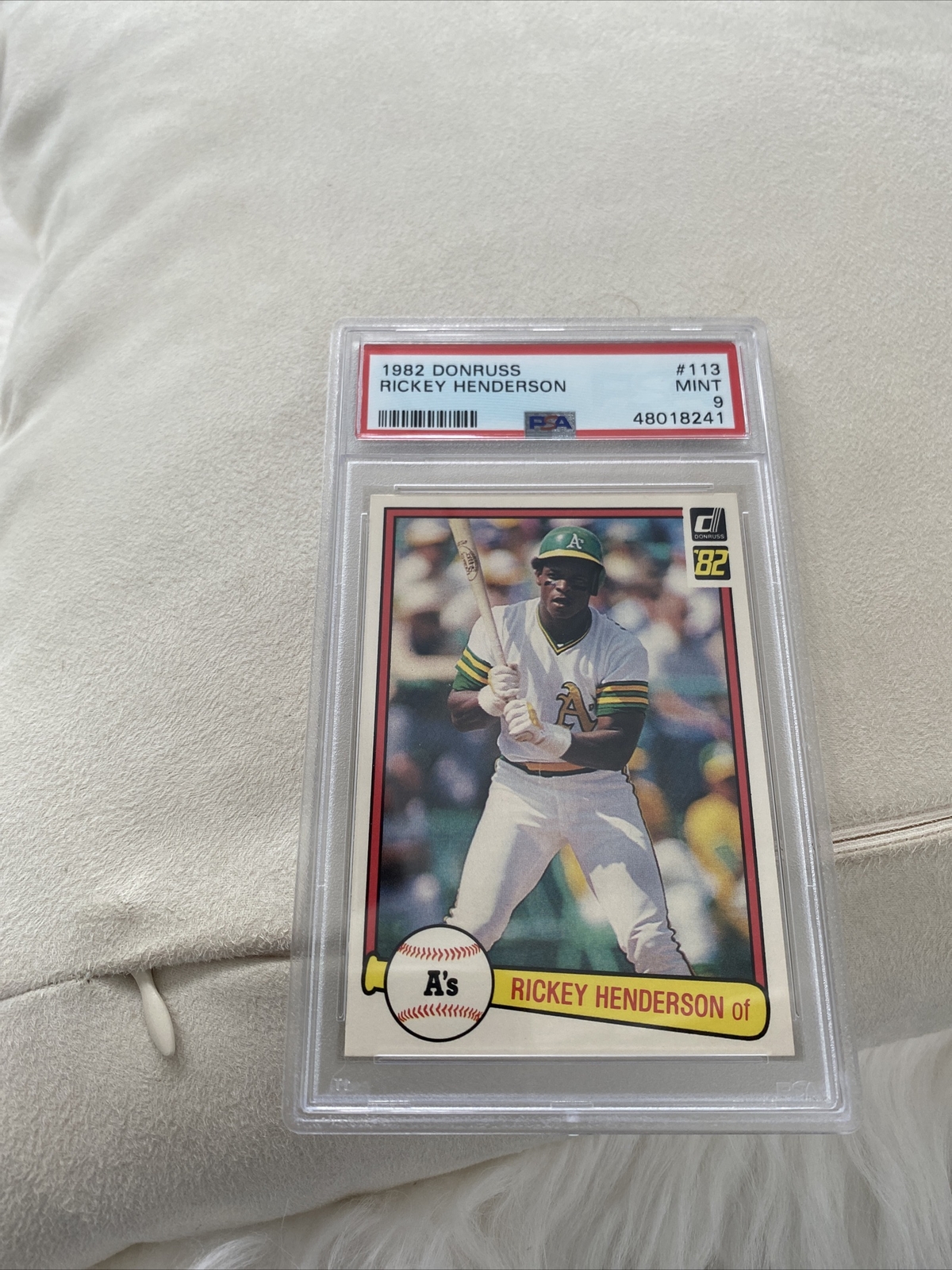 1982 Donruss Rickey Henderson #113 PSA 9 Mint Oakland Athletics HOF