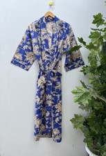 Indian Floral Print Gown Cotton Kimono Robe Hippie Bath Robe Intimate Nightwear