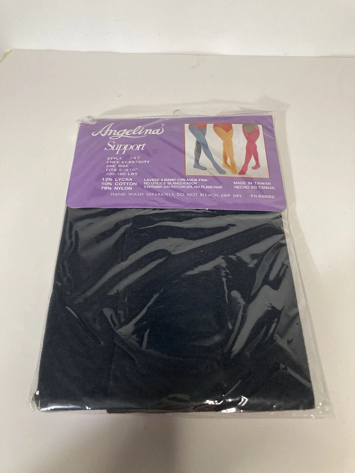 Medias negras opacas de algodón Angelina vintage estilo 747 talla única 100-165 libras nuevas de stock Foto 4 de 4