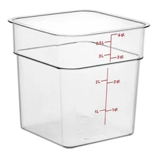 Cambro 4SFSCW135 4Qt.Clear Square Polycarbonate Food Storage Container with Lid