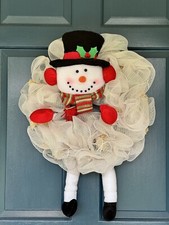 Winter Snowman Christmas Wreath