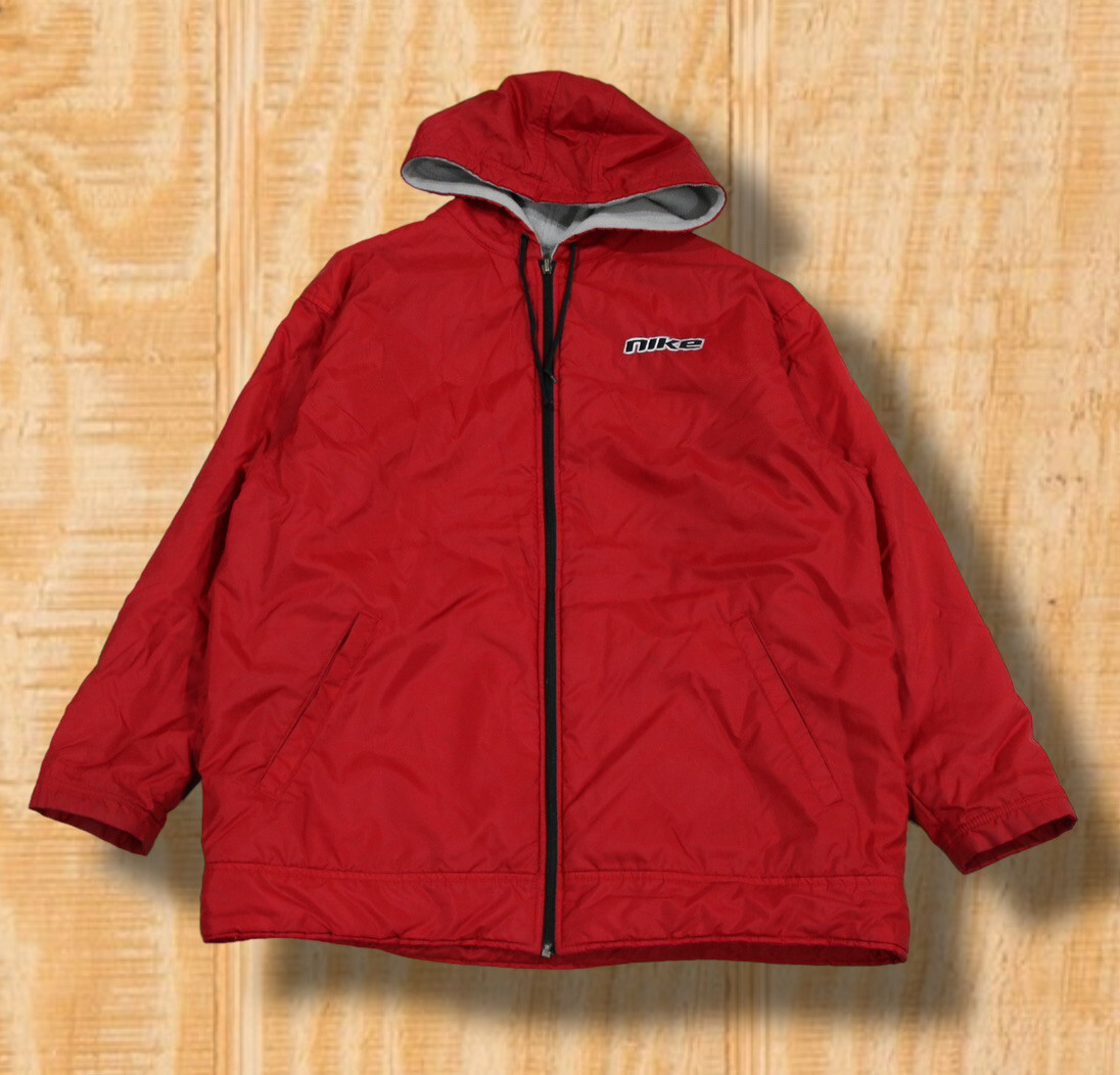 VINTAGE 90s NIKE REVERSIBLE JACKET LARGE GRAY TAG ZIP GRAY BLACK