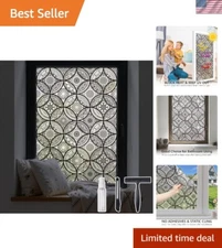 Stylish Black Vinyl Window Film 17.7" x 78.7" - Easy Static Cling Installation