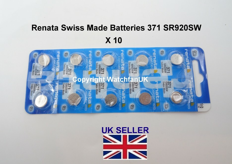 Renata Batteria Per Orologio, Prodotto Svizzero, Renata 371 O SR 920 SW, Da 1,5 V 5 X 371 Or SR 920 SW Silver