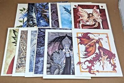 (12) AMY BROWN FAIRY PRINTS 8'' X 10'' & 9'' X 11'' BLUE ROSE, FIRE DANCE, TITANIA..