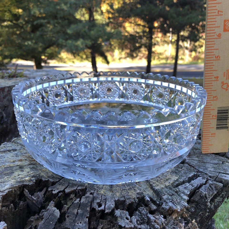 H.C Fry Pershing Pattern American Brilliant Cut Glass Crystal Bowl