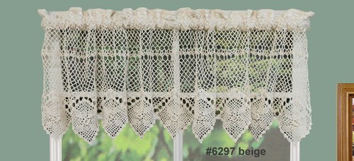 Creative Linens Cotton Crochet Lace Kitchen Curtain Valance Beige,White Handmade