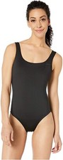 Nike Women's 182902 Solid U-Back One-Piece Swimsuit Black Size L