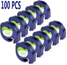 100X 91330 12mm White Paper Label Tape Dymo LetraTag Refills LT-100H 100T XM