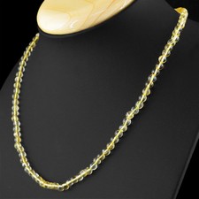76.00 CTS NATURAL UNTREATED YELLOW CITRINE SINGLE STRAND ROUND BEADS NECKLACE