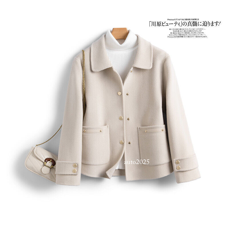 Single Breasted Woolen Short Coat Women