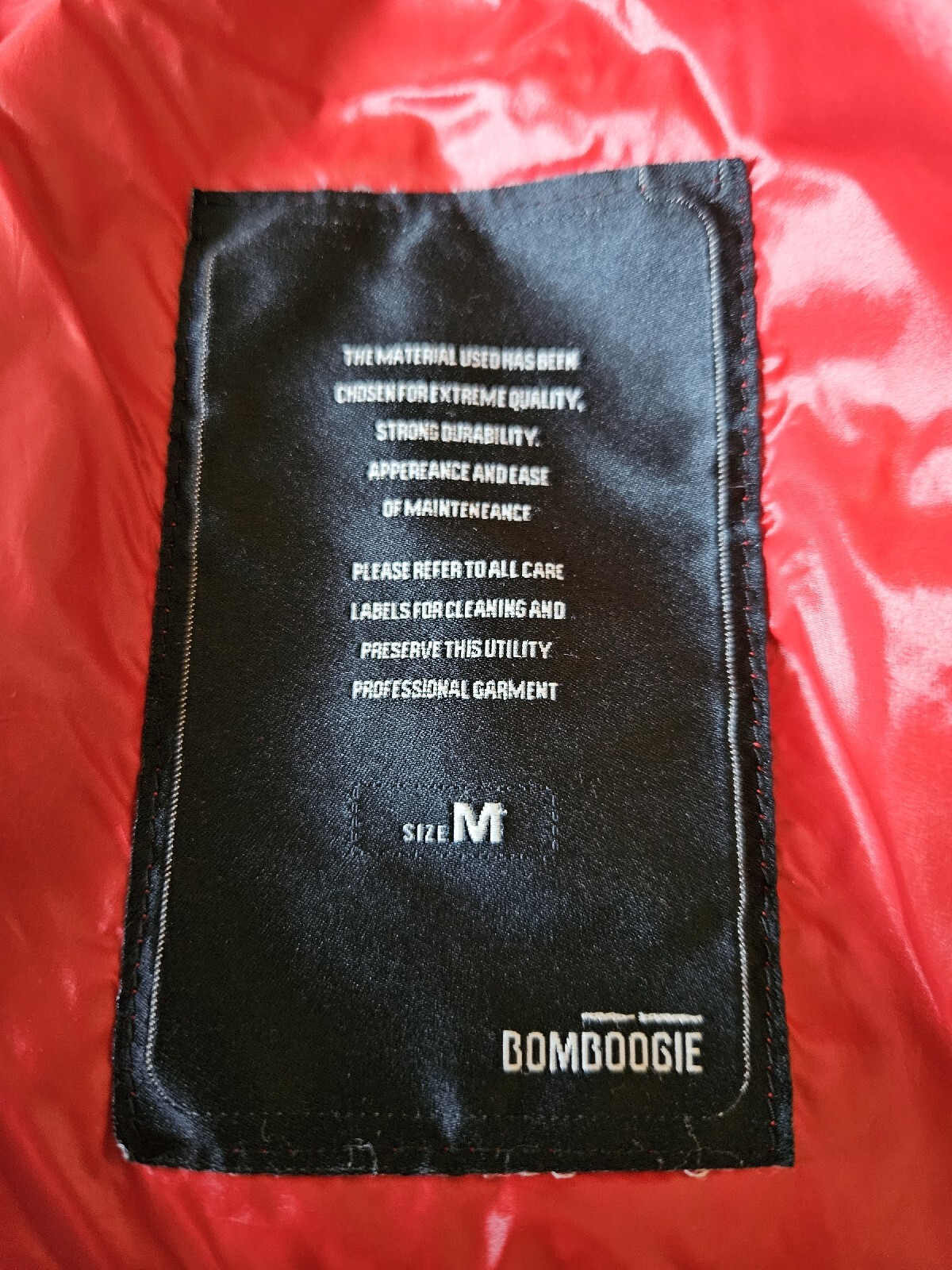 BOMBOOGIE Red Down Jacket Size M - image 7