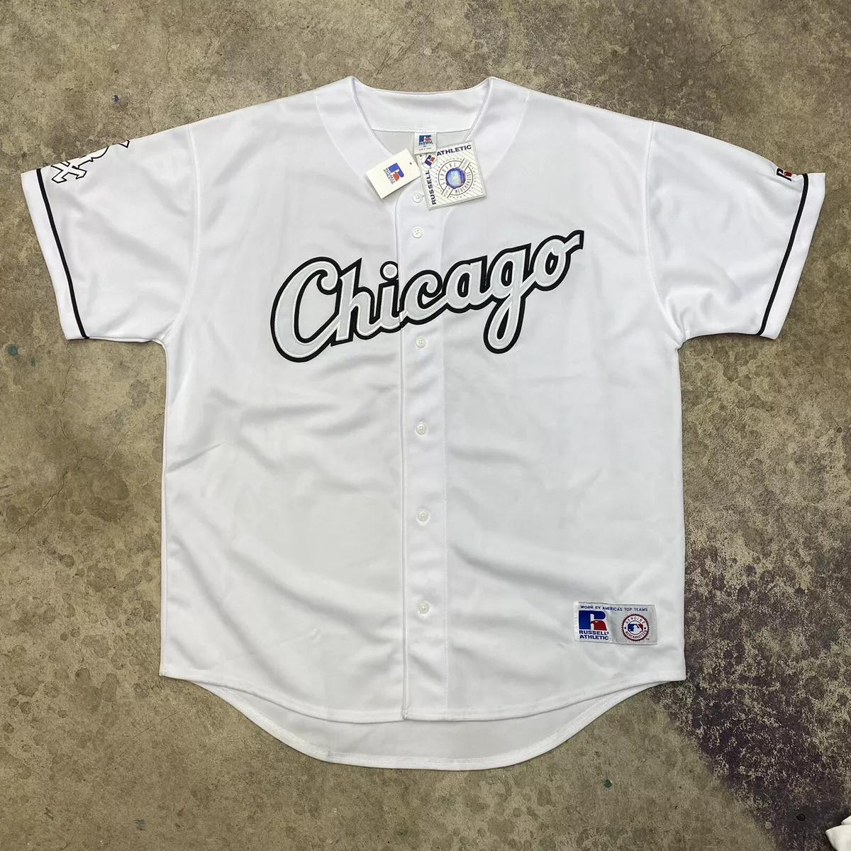 Vintage Chicago White Sox Jersey Mens XL Russell Athletic Script