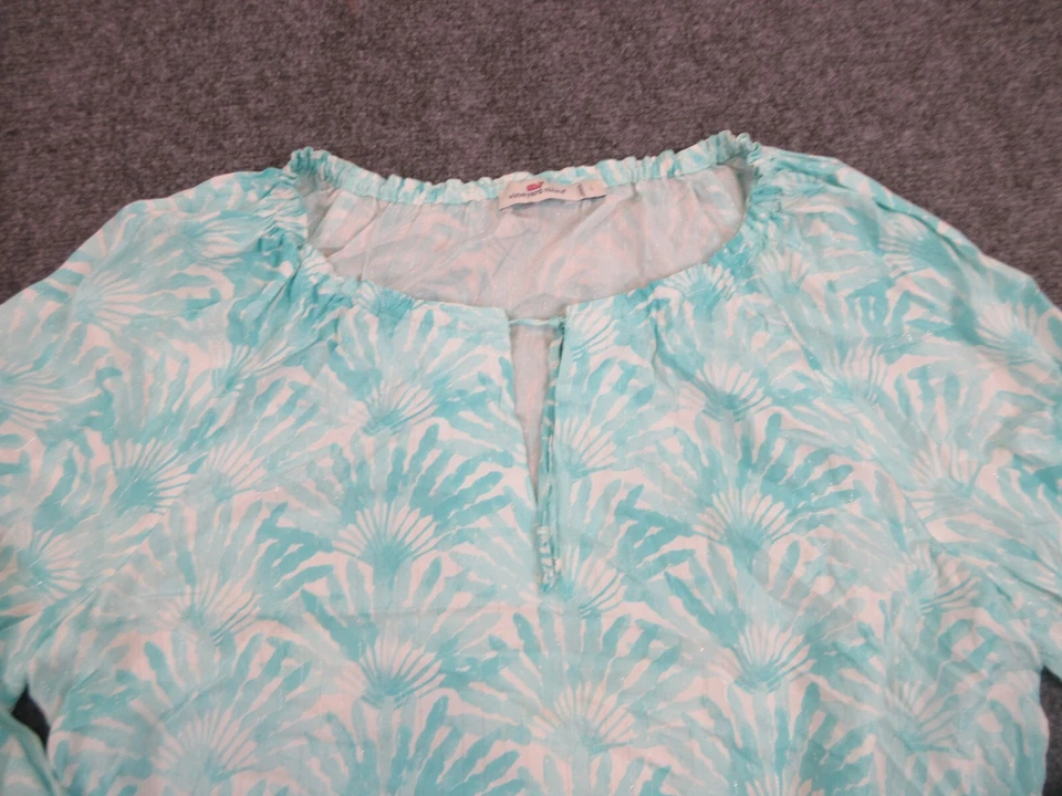 Camisa Vineyard Vines Mujer Adulto Grande Azul Floral Ligera Informal Cuello en V Foto 2 de 4