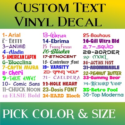 Custom Text Vinyl Lettering Sticker Decal Personalized Window Wall Business, (1