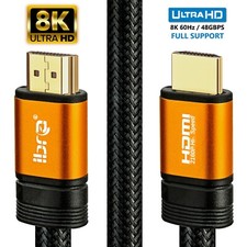 PREMIUM 4K/8K HDMI CABLE 2.0/2.1 HIGH SPEED GOLD PLATED BRAIDED LEAD 4320P 3D