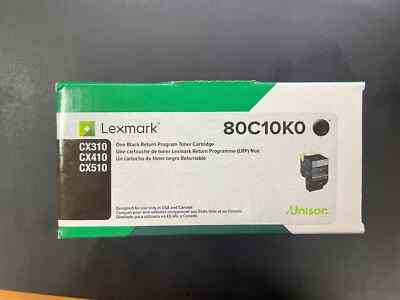New ! Genuine Lexmark CX310 CX410 CX510 Black Toner 80C10K0