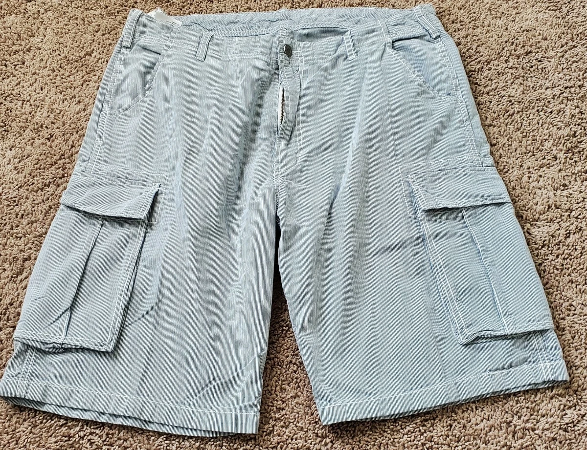 NWOT Levis Relaxed Fit Ace Cargo Shorts Zipper Fly Blue White