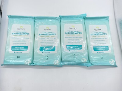 Nurture Ultra Thick Body Wipes for Adults w/Aloe | 4pks Of 10 Each Disposable