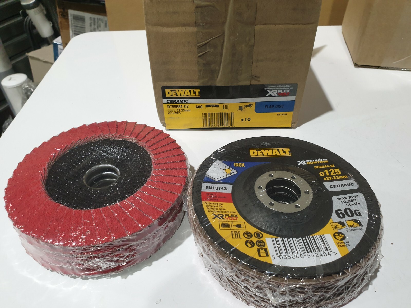 New 10 Piece Pack Dewalt Ceramic XR Flap Disc 125mm x 60 Grit Sanding