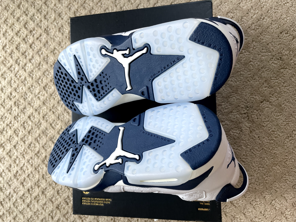 DS NEW Air Jordan 6 Retro (GS) Size 5Y White/Midnight Navy