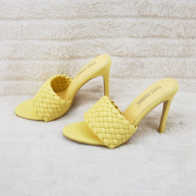 Anson Slip On Yellow Open Toe High Heel Clogs Mules Slides