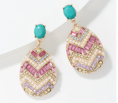 QVC Goldfarbene Osterei Multicolor Kristall Mode Ohrhänger. 2''