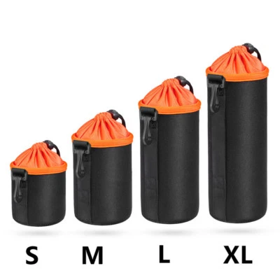 Soft Neoprene DSLR SLR Camera Lens Carrying Protector Pouch Bag Drawstring - Image 1 of 4