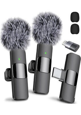 Wireless Microphone for iPhone, iPad, Android, Lavalier Microphone for Video 