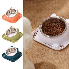 Cat Food Bowl Elevated Inclined Raised Tilted Water Dish Pet Stainless Steel